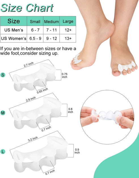 2 Pcs Toe Spacers for Feet Women Men Bunion Corrector Toe Separators to Correct Your Toes, Toe Spreaders Toe Straighteners for Feet Pain Relief, H...