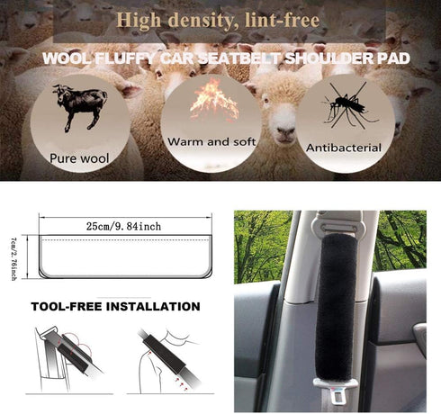 2Pcs Car Soft Plush Seat Belt Shoulder Pad Strap Cover Protector Comfortable Driving (Black)...