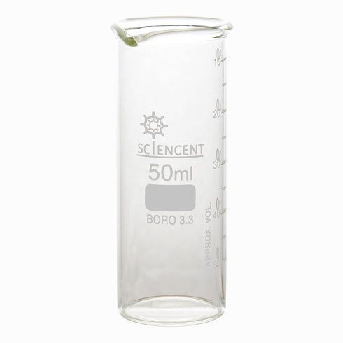 SCIENCENT Glass Beaker 50ml Tall Form (Single)...