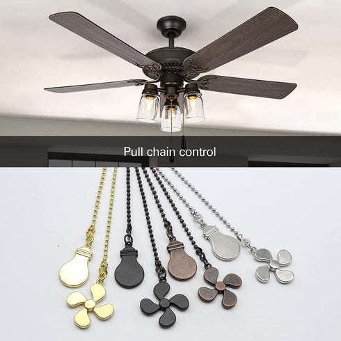 Ceiling Fan Pull Chain Set, 4 Pieces Bulb and Fan Pattern Pull Chain Extension Fan Pull Chain Pendant 12 Inch Ceiling Fan Chain Extender with Ball...