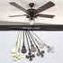Ceiling Fan Pull Chain Set, 4 Pieces Bulb and Fan Pattern Pull Chain Extension Fan Pull Chain Pendant 12 Inch Ceiling Fan Chain Extender with Ball...