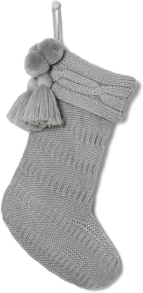 Hearth & Hand with Magnolia Christmas Holiday Knit Stocking, Silver Green...