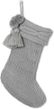 Hearth & Hand with Magnolia Christmas Holiday Knit Stocking, Silver Green...
