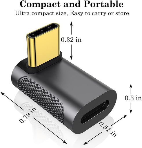 AuviPal BCLINK 240W USB C 90 Degree Adapter (Two Styles), USB C Male to Female L Shape Right Angle Connector for Steam Deck, ROG Ally, Meta Quest,...