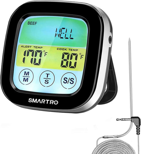 SMARTRO ST59 Digital Meat Thermometer for Oven BBQ Grill Kitchen Food Cooking with 1 Probe and Timer, LCD...