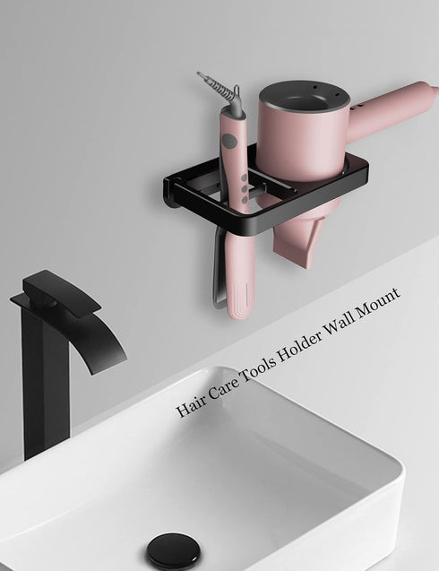 Hair Dryer Holder Blow Dryer Holder Compatible with Flat Iron Holder Wall Mount for Hair Tool Storage Organizer Straightener Holder Rack Build in ...