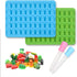homEdge Silicone Gummy Bear Candy Molds, Set of 4 Packs Non Stick Food Grade Chocolate Gummy Mold Bonus with 2 Dropper-Blue, Red, Green and Pink...