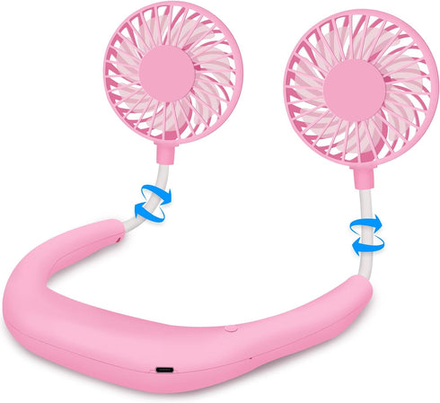 SZ-JIAHAIYU Portable Neck Fan Rechargeable USB Hands-Free Fan Personal 360° Double Headed Free Rotation 3 Speed Adjustable Wearable Face Mini Smal...