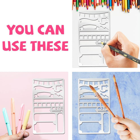 Metal Journal Stencils 4x7" Banner Stencils for Journaling Reusable Planner Stencils Drawing Bookmark Stencils Journal Stencil for DIY Diary Scrap...