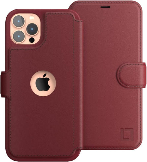 LUPA Legacy Compatible with iPhone 12 Pro Max Case Wallet, Case with Card Holder for Men and Women, Faux Leather Flip Case, Luxury Cover, Burgundy...