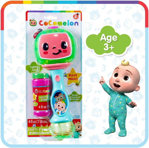 Little Kids Cocomelon Light and Sound Musical Bubble Wand, includes Bubble Solution...