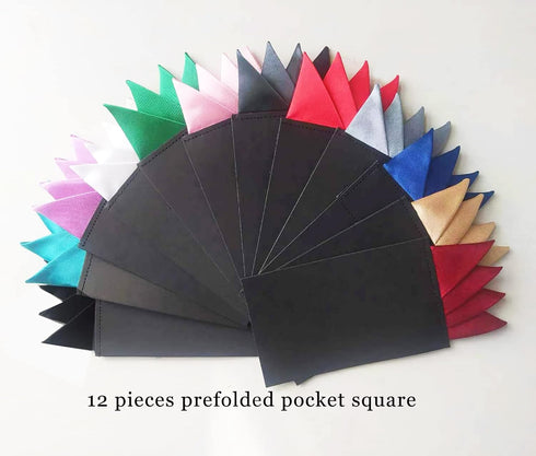 PreFolded Pocket Squares 12 pieces On Card For Men Polyester Suit Handkerchief Masculine Polyester Suit Men's Pocket Squares Blue...