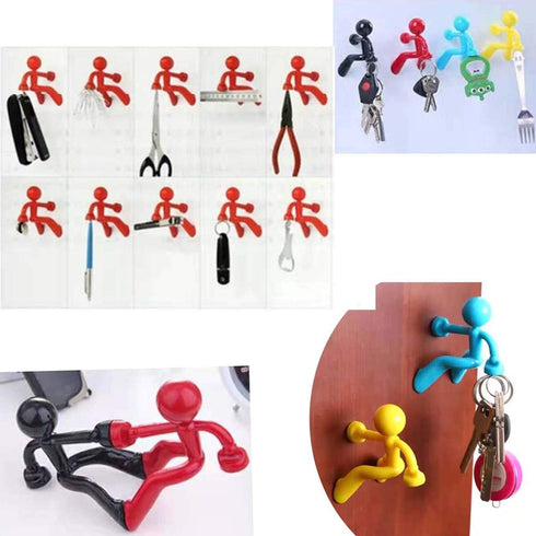 Creative Wall Climbing Villain Refrigerator Magnets, Magnet Key Hanging (Orange, Blue, Red, Green)...