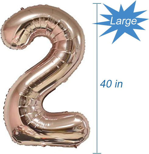 Tellpet Rose Gold Number 2 Balloon, 40 Inch...