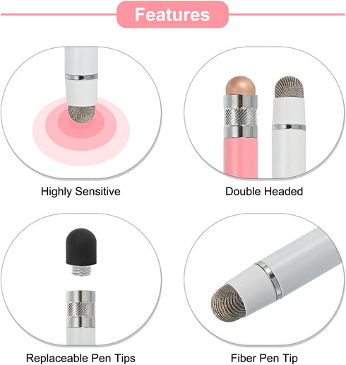 MECCANIXITY 2pcs Stylus Pens for Touch Screens Rubber & Fiber Dual Tips Capacitive Stylus Universal Tablet Pen Sensitivity Precision, Gradient Pin...
