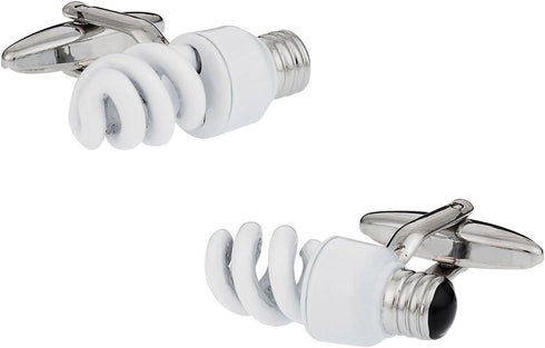 Men's CFL Lightbulb Cufflinks Electrician Cuff Links Save The Globe Environmental Recycle Global Warming Novelty Cuff Links with Travel Presentati...