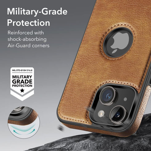 Unique Design Luxury Leather Business Phone Case for iPhone 15 Anti-Slip Scratch Resistant Ultra Slim Protective Case (2023,6.1”) (Brown)......