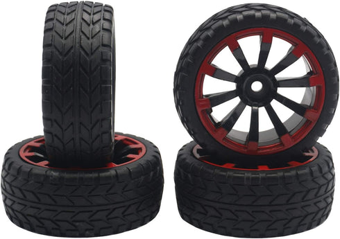 4Pack ShareGoo OD 2.55" 12mm Hex Wheel Rims & Rubber Tires Set Compatible with HSP Redcat HPI Tamiya 1/10 RC On-Road Touring Drift Car...