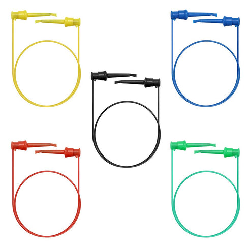 Sumnacon 5 Pcs Multimeter Electrical Test Dual Lead Test Hook Clips - 5 Colors Silicone to Flexible Test Cables for Electronic, Component, Testing...