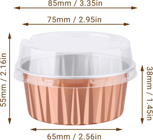 EUSOAR Disposable Ramekins with Lids, 30pcs 5oz Muffin Liners Cups with Lids, Creme Brulee Ramekins, Disposable Aluminum Foil Ramekins Cupcake Bak...