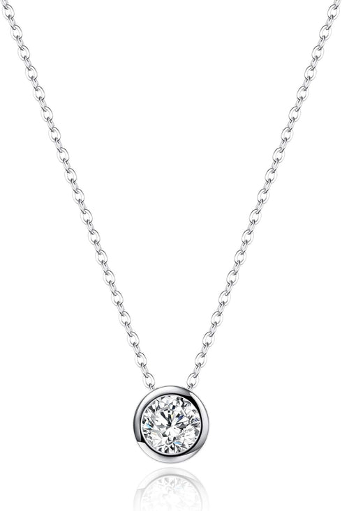 EVER FAITH Women's Sterling Silver Clear Cubic Zirconia Bezel Setting Daily Pendant Choker Necklace...
