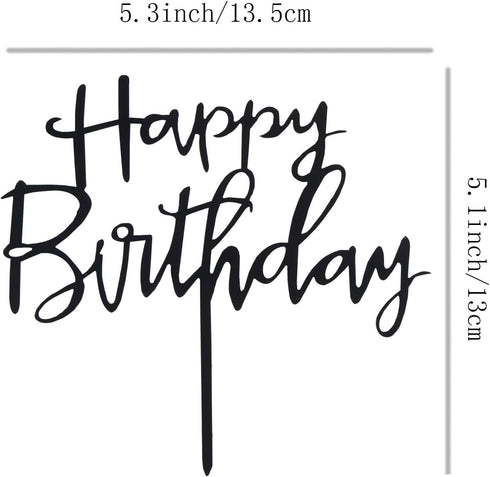 Happy Birthday Cake Topper. Cake Party Decorations, Acrylic Black Birthday cake Topper...