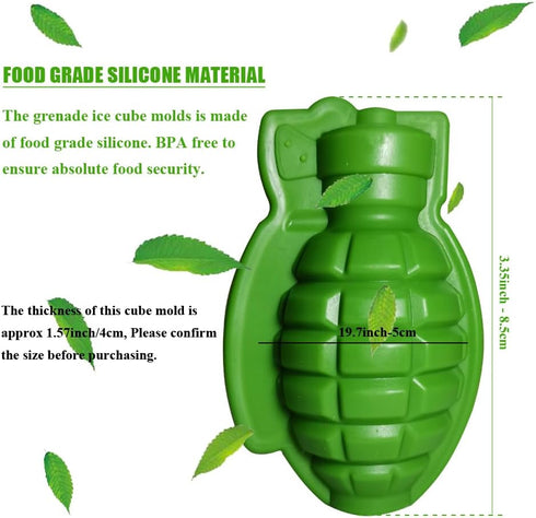 Grenade Ice Cube Mold Large 3D Chocolate Cake Mold Silicone Ice Maker for Whiskey Cocktail, Ideal for Baking...