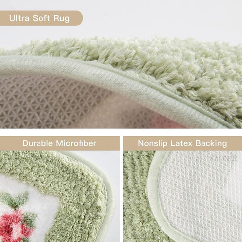 Pretty Floral Rural Style Romantic Rose Flower Rug Shaggy Area Rugs Soft Non-Slip Doormat Floor Mat Bath Mat Bathroom Shower Rug Bedroom Living Ro...