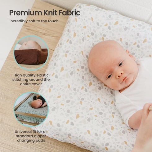 Premium Knit Changing Pad Cover by Copper Pearl: Soft, Stylish, and Universal Fit for All Standard Diaper Changing Pads, Trendy Design Changing Pa...