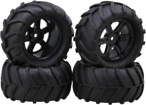 Lovermusic 4PCS 1/16 RC Crawler Truck Off Roader Rubber Tires and Rims, 3.35x1.65inch Rock Climbing Tires...