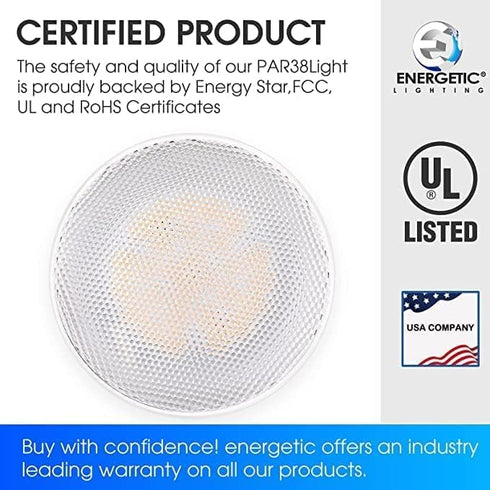ENERGETIC LED Flood PAR38 Light Bulb, 5000K Daylight, 90W Equivalent, Efficient 11W, Wet Rated, 900 Lumens, Medium Base, Non-Dimmable, UL, 2 Pack...