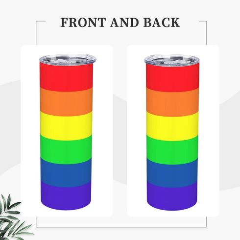 Stainless Steel Tumbler Gay Pride LGBT Rainbow flag Travel Cup 20 oz Insulated Coffee Mug Double Wall with Splash Proof Lid & Straw & Cleaning Bru...