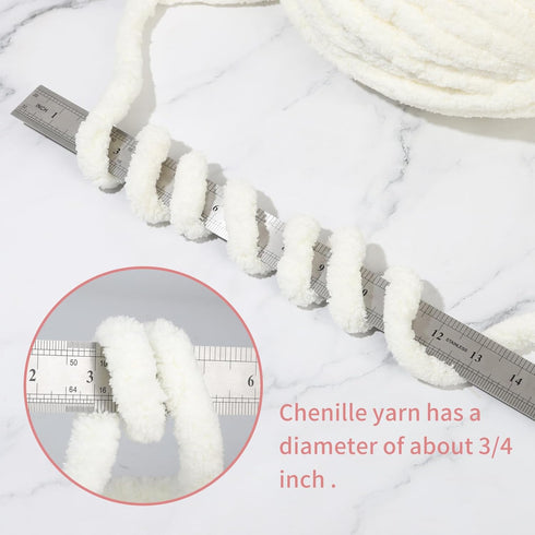 Chunky Yarn for Arm Knitting Blanket Beige Chunky Chenille Yarn...