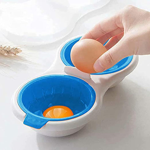 WWLUCKY Draining Egg Boiler for Microwave, Perfect Double Egg Poacher, Silicone Egg Boiler Cups, Double Egg Cups for Boiled Eggs, Draining Egg Boi...