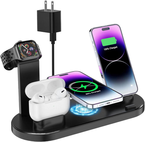 4 in 1 Wireless Charger for iPhone, Magnetic 4 in 1 Fast Charging Station Charger for Magsafe for iPhone 15/14/13 /Pro/Pro Max/12/11/X/Xr/XS/8, fo...