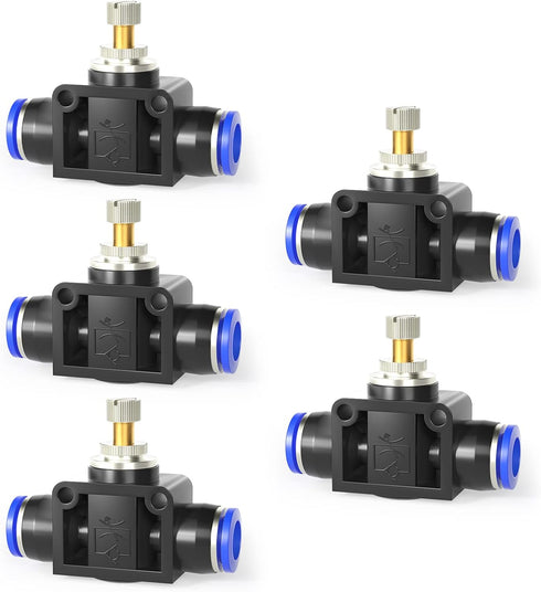 TAILONZ PNEUMATIC Air Flow Control Valve with Push-to-Connect Fitting, in-Line Speed Controller Union Straight - 6MM Tube OD x 6MM Tube OD SCF-6 ?...
