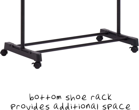 Honey-Can-Do Adjustable Height Rolling Metal Clothes Rack GAR-01122 Chrome 30 lbs...