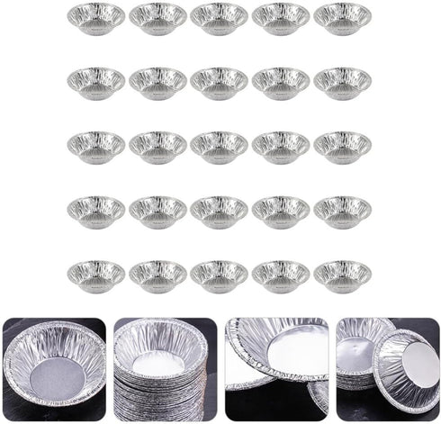 Kichvoe Egg Tart Molds 250pcs Disposable Mini Pie Pans Aluminum Foil Baking Pan Round Nonstick Dessert Cups Bakeware for Cupcake-2.7Inch...