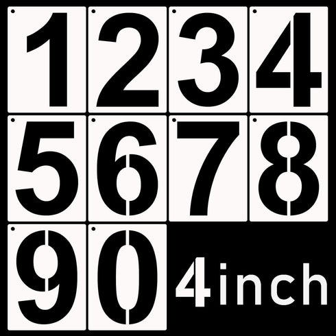 DXCYZ 4 Inch Tall Number Stencils Kit 0-9 Address Number Stencil, 10PCS Reusable Plastic Painting Number Templates for Mailbox Signs, Door, Cars, ...
