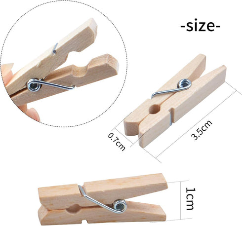 Wooden Craft Pegs, 100 Pieces of Natural Wooden Clothespins Photo Paper Peg Pin Craft Clips for Home School Arts Crafts Decoration - 3.5cm / 1.38 ...