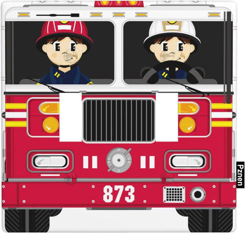 Fire Truck Light Switch Cover Cute Cartoon Male And Female Firefighters Fireman Emergency Vehicle 2-Gang Toggle Wall Plate Outlet Plug Covers for ...