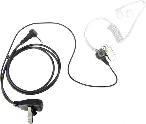 XFOX® M1PE1010 PTT Clear Acoustic Coil Tube Earpiece 1Pin 2.5mm Plug FBI Style Earphone with Push to Talk and Mic for Motorola Cobra Walkie Talkie...