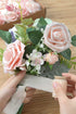 Floroom Artificial Flowers 25pcs Real Looking Shimmer Blush and Peach Foam Fake Roses with Stems for DIY Wedding Bouquets Bridal Shower Centerpiec...
