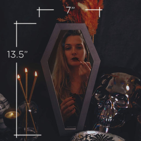 Gothic Decor Coffin Mirror - Wall Mounted, Tabletop, Home Mirror, All Rooms, 13 x 7 Inches...