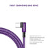 USB-C Cable 3-Pack 1ft 3ft 6ft Right Angle USB to USB-C 90 Degree Braided Data Sync Transfer Cord Purple...