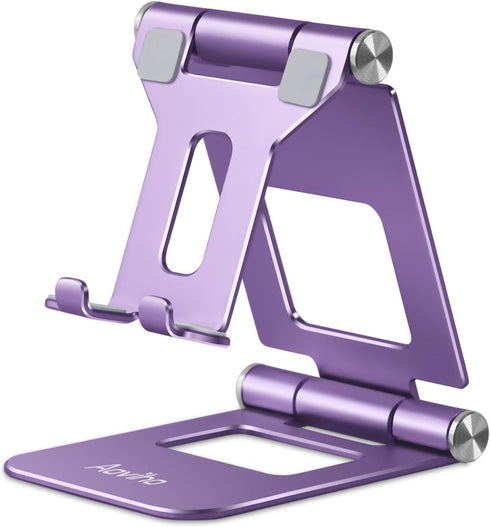 Adjustable Cell Phone Stand Desktop Phone Holder,Aluminum Portable Phone Stand for iPhone 14 13 12 11 8 7 6 Pro X XR XS Max Mini Huawei (Purple).....