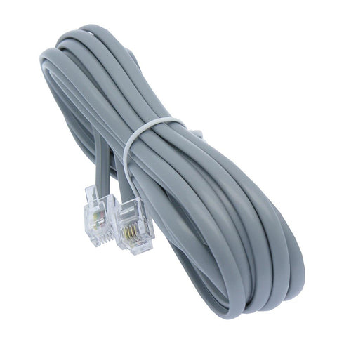 25ft Heavy Duty RJ11 / RJ14 Silver Satin 4 Conductor Reverse Wired Telephone Line Cord by Corpco...