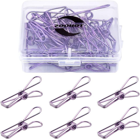 Pack of 25 Purple Small Metal Wire Clips - Multi-Purpose Utility Clips...
