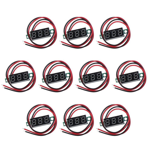 10pcs 0.28-inch Small DC Voltage Meter,Reverse Connection Protection LED Panel Display Voltage Tester,Adjustable Digital Voltmeter with Two Wires...
