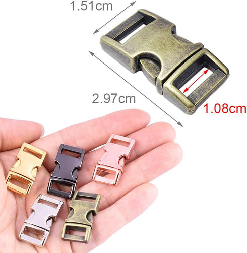 10 Pack Metal 3/8" Side Release Buckle Parachute 550 Cord Bracelet Paracord Buckles for Dog Collar Bag Backpacks Webbing Leather DIY Craft Sewing ...